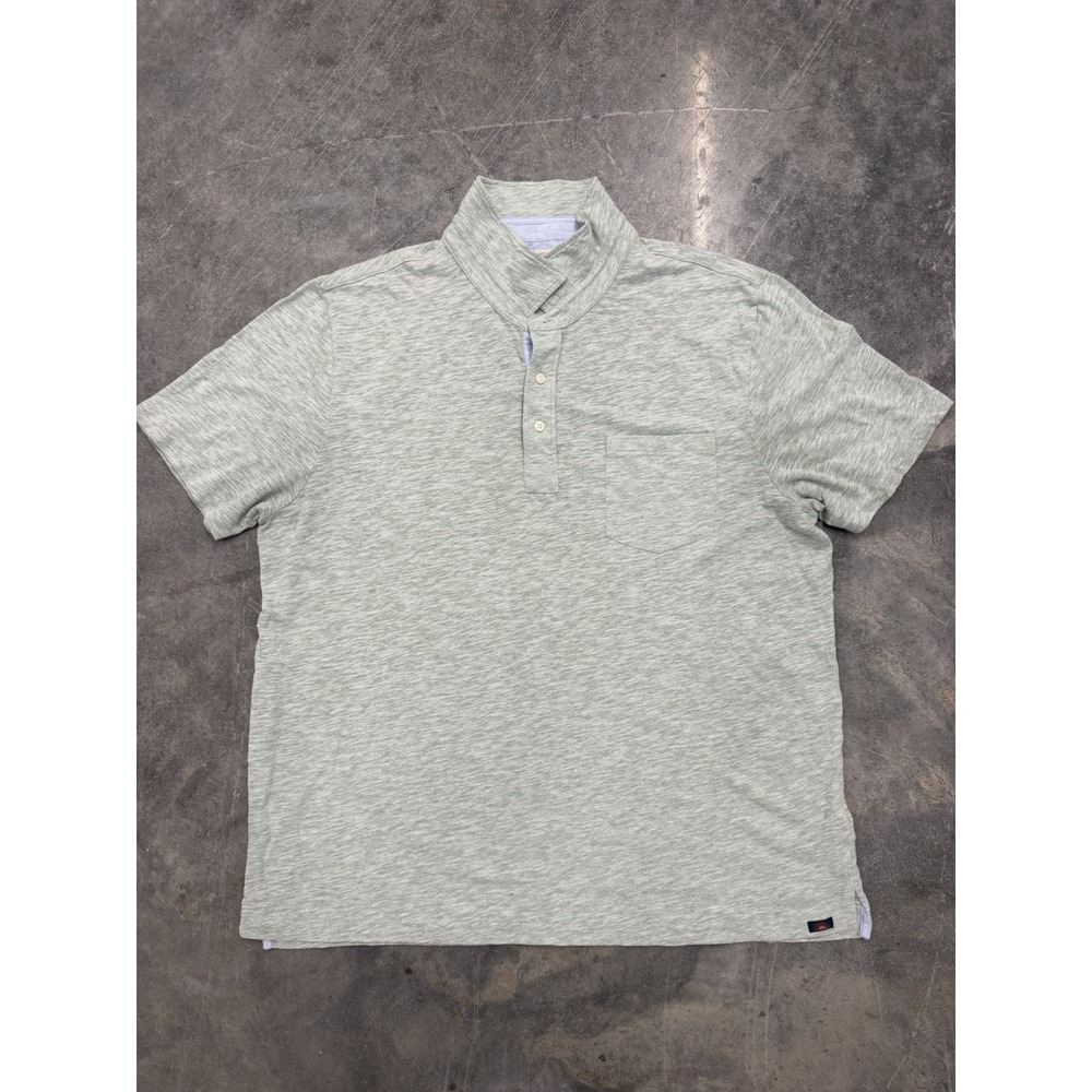 Faherty Polo Shirt Mens XXL Gray White  Striped Long Sleeve Pullover Soft